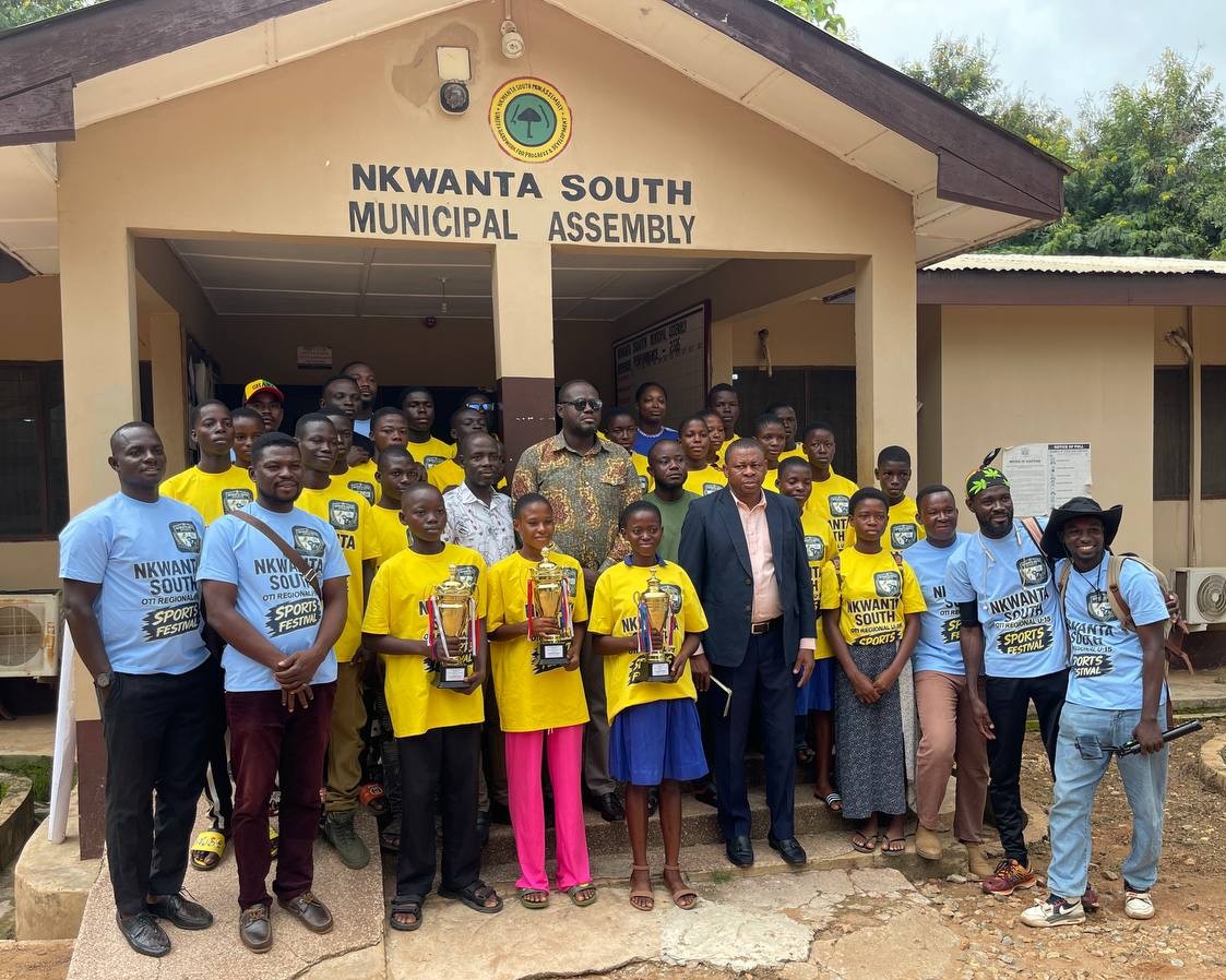 Nkwanta South Education Directorate Presents Trophies to MCE After Regional Sports Festival
